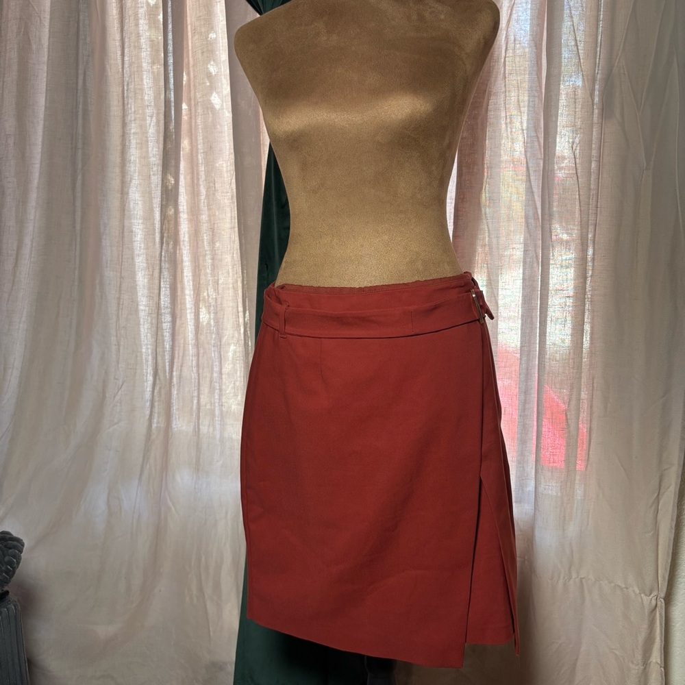 White House Black Market Rust Red Wrap Skirt
